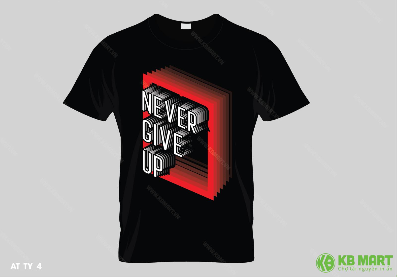 File in áo thun Never give up